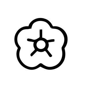 Simple Outline Floral Blossom with Stamens Plant Nature Icon Illustration