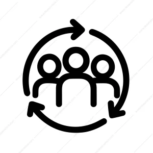 Simple Line Art Circle of People Collaboration and Teamwork Icon
