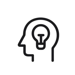 Minimalist Line Brain with Lightbulb Inside, Idea Concept Icon
