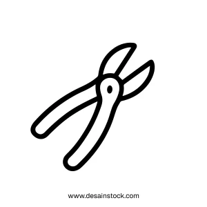 Minimalist Line Drawing Pliers Side Cutting Shape Simple Tools