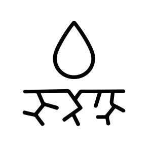 Minimalist Outline Water Drop on Cracked Ground Ecology Concept Icon