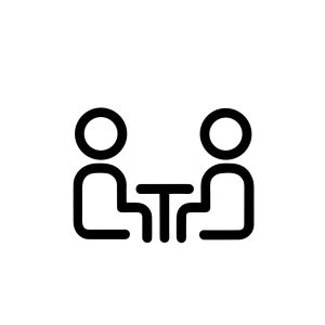Simple Outline Meeting Icon with People Sitting at Table for Business