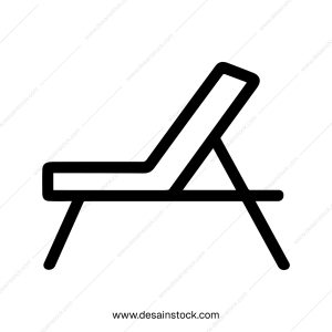 Minimalist Outline Simple Beach Chair Single Object Icon on White Background