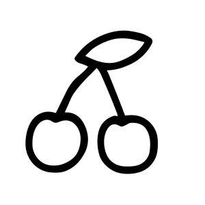 Minimalist Outline Style Cherry Fruit Illustration Simple Black and White Icon