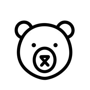 Minimalist Line Art Bear Head Animal Face Icon Design Element