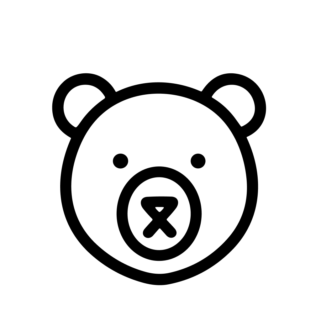 Minimalist Line Art Bear Head Animal Face Icon Design Element