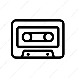 Minimalist Outline Cassette Tape Audio Music Player Retro Element Icon