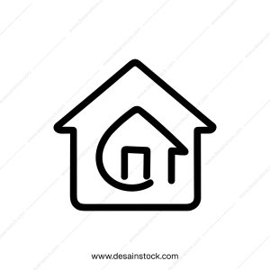 Simple Line Style House Icon with Smaller House Inside Shape