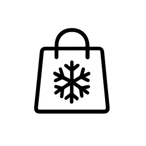 Outline Minimalist Snowflake Shopping Bag Linear Style Store Icon