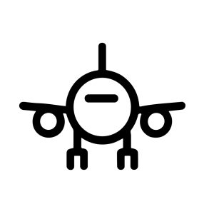 Minimalist Line Art Airplane Front View Transportation Flight Icon Design
