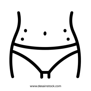 Outline Minimalist Body Abdomen Line Art Slim Figure Icon