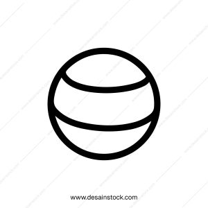 Simple Line Art Striped Globe Sphere Shape Circle Graphic Element Icon