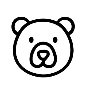 Simple Outline Cute Bear Animal Head Drawing Illustration Graphic