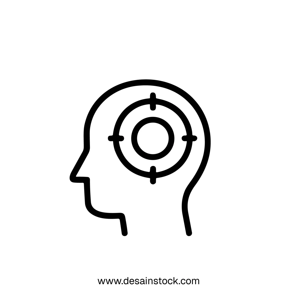 Minimalist Outline Profile Mind Target Goal Focus Idea Icon Graphic