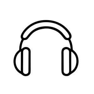 Simple Outline Headphone Line Art Style Audio Device Icon