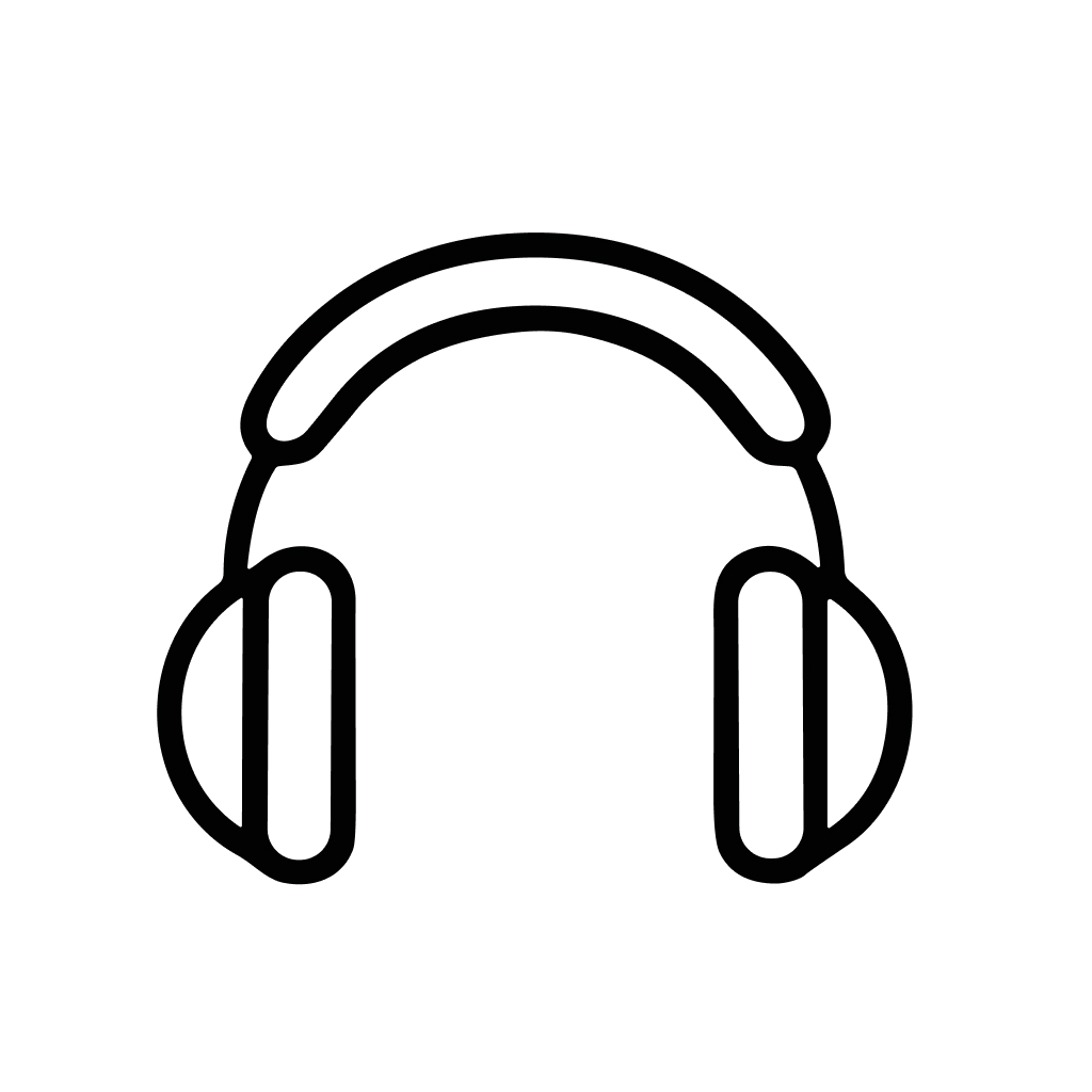Simple Outline Headphone Line Art Style Audio Device Icon