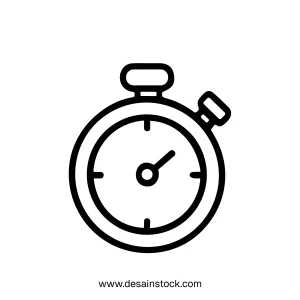 Simple Lineart Stopwatch Timer Count Instrument Timepiece Icon Graphic