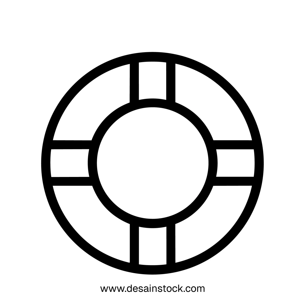 Simple Line Drawing Lifebuoy Ring Summer Nautical Assistance Icon