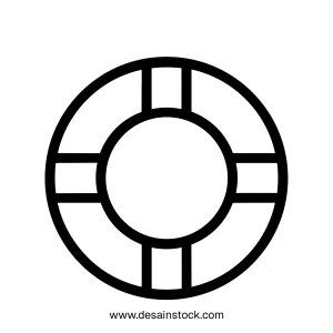 Simple Line Drawing Lifebuoy Ring Summer Nautical Assistance Icon