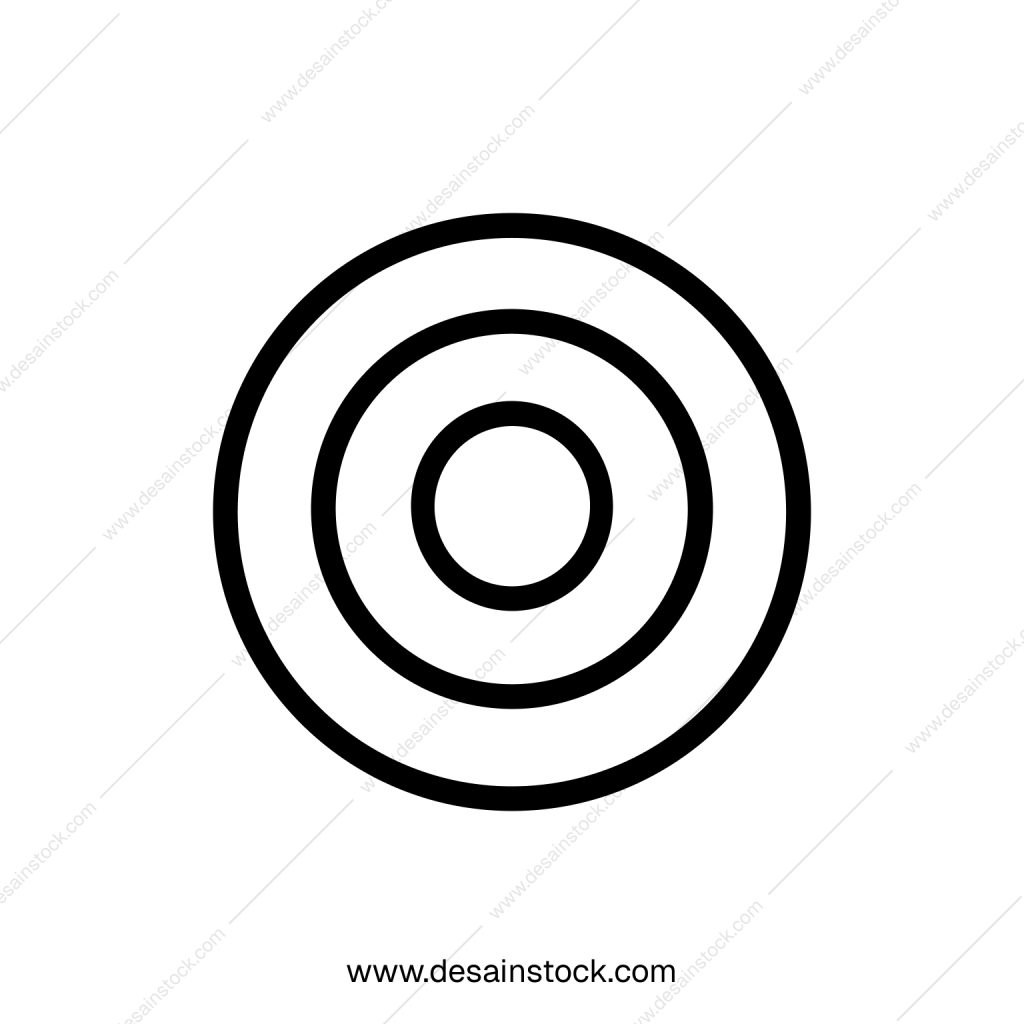 Minimalist Outlined Circle Target Symbol Sign Shape Simple Icon