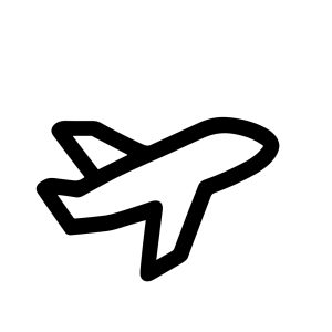 Simple Outline Black Airplane Shape Icon, Flying Transport Symbol Element