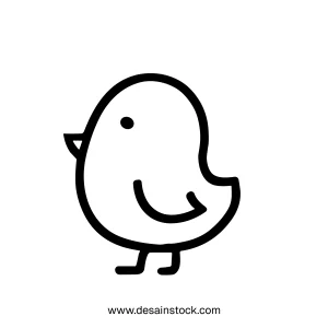 Minimalist Handdrawn Cute Bird Character Line Icon Style Illustration