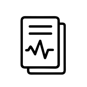 Outline Minimalist Report Document with Cardiogram Data Graphic Icon
