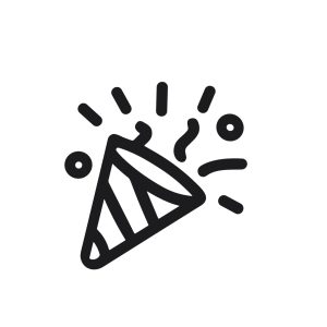 Simple Line Drawing Party Popper Celebration Burst Symbol Icon Design