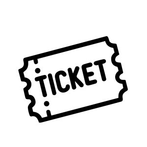 Black and White Outline Handdrawn Ticket Pass Admit Icon Design