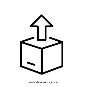 Simple Line Outlined Box With Arrow Up Delivery Icon