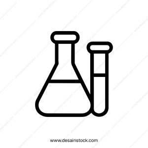 Simple Outline Chemical Flask and Test Tube Experiment Icon Illustration
