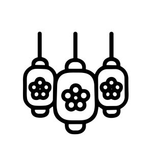 Minimalist Line Art Hanging Lantern Decoration Celebration Asian Culture Icon