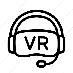 Line Art Headset with VR Technology Icon for Virtual Reality Gaming