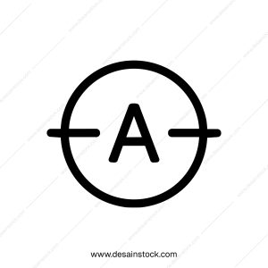 Simple Line Letter A in Circle with Horizontal Bars Icon Shape