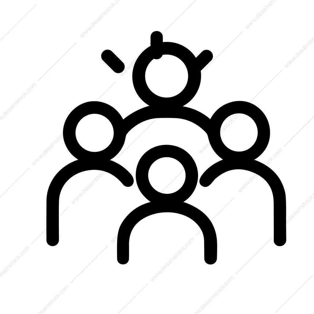 Outline Simple Leader and Teamwork Icon Representing Collaboration and Innovation