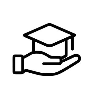Minimalist Outline Hand Holding Graduation Cap Academic Education Icon