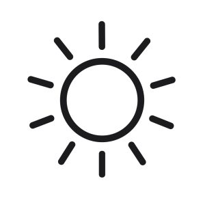 Minimalist Outline Sun Illustration with Rays Shape Icon for Weather Forecast