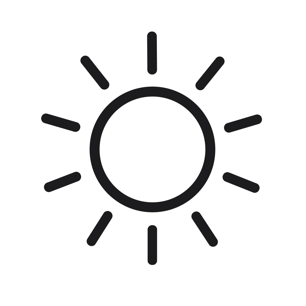 Minimalist Outline Sun Illustration with Rays Shape Icon for Weather Forecast