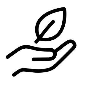 Simple Outline Hand Holding Leaf Sign Shape Icon for Environmental Concept