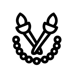 Simple Lineart Torch Emblem with Laurel Wreath Illustration Symbol