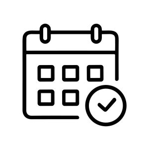 Minimalist Outline Calendar with Checkmark Symbol for Event and Reminder Icon