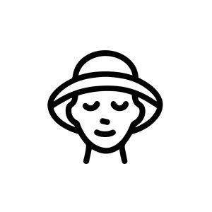 Simple Outline Woman with Hat Relaxing Portrait Face Icon