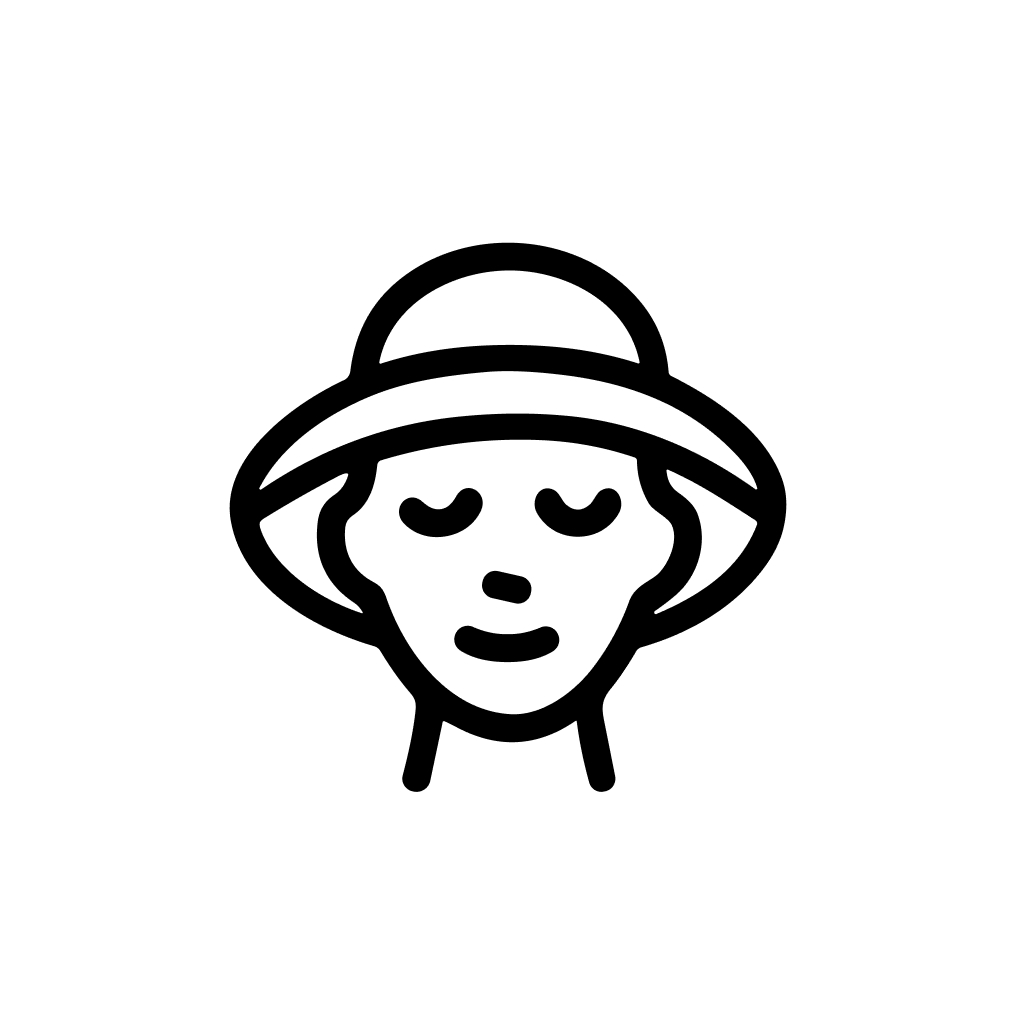 Simple Outline Woman with Hat Relaxing Portrait Face Icon