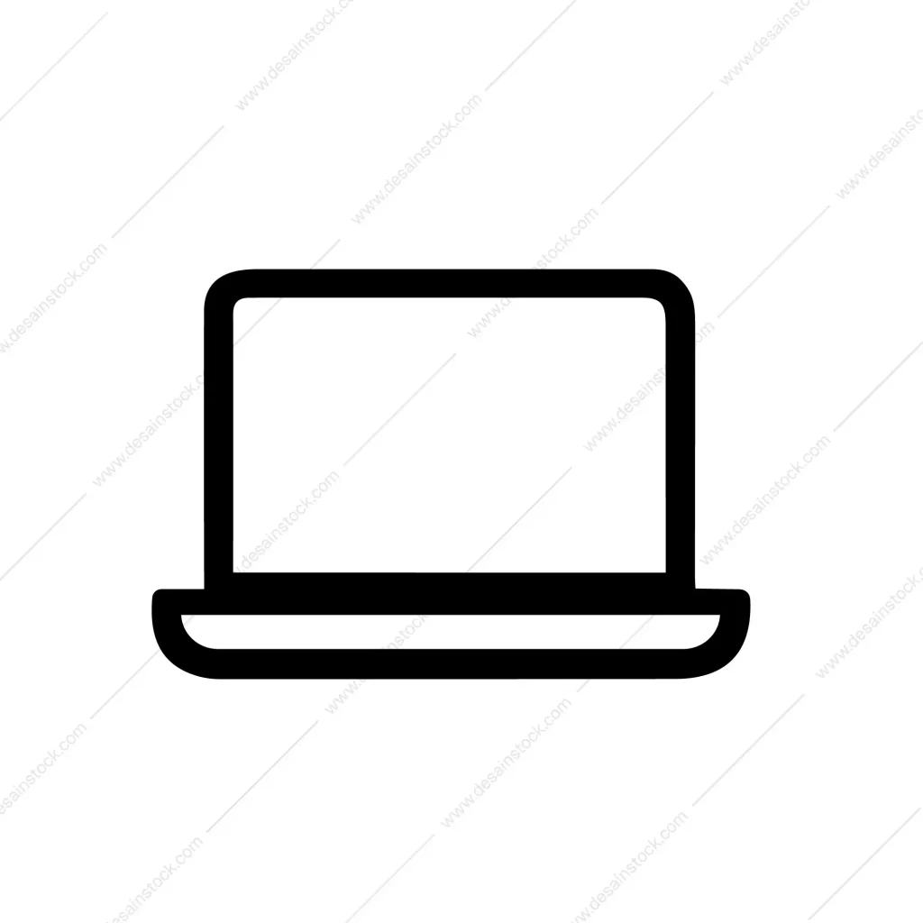 Simple Black Outline Laptop Device Icon for Website or Application