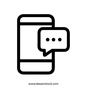 Outline Simple Mobile Phone with Speech Bubble Communication Icon