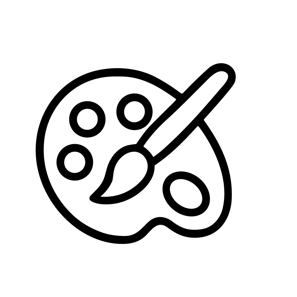 Simple Lineart Palette and Brush Artistic Creativity Symbol Icon Graphic