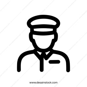 Minimalist Outline Style of Bellhop Line Drawing Style with Hat Icon