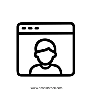 Simple Line Web Profile Avatar Man Inside Browser Tab Icon