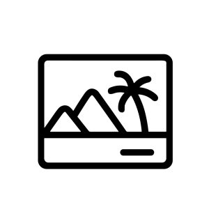 Simple Outline Mountain and Palm Tree Scenery Icon for Application