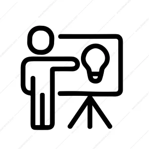 Line Art Presentation of Idea with Person and Light Bulb Icon